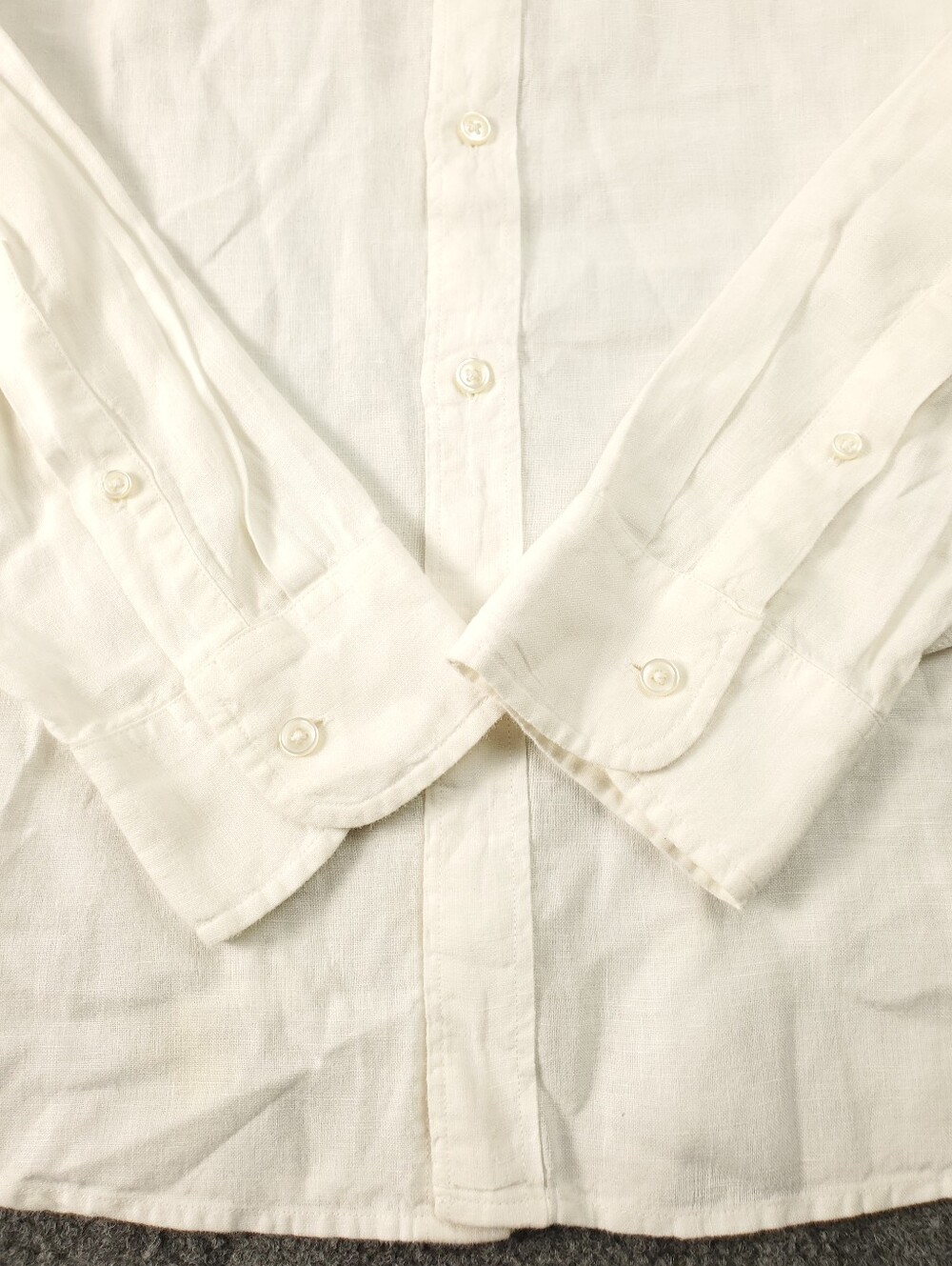 J Crew Baird McNutt Irish Linen Shirt Large White Button Up Lightweight Summer - Picture 6 of 12